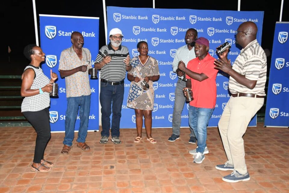 Stanbic Monthly Mug Winner pulling some dance strokes in celebration of their well deserved victory at UGC Kitante 1