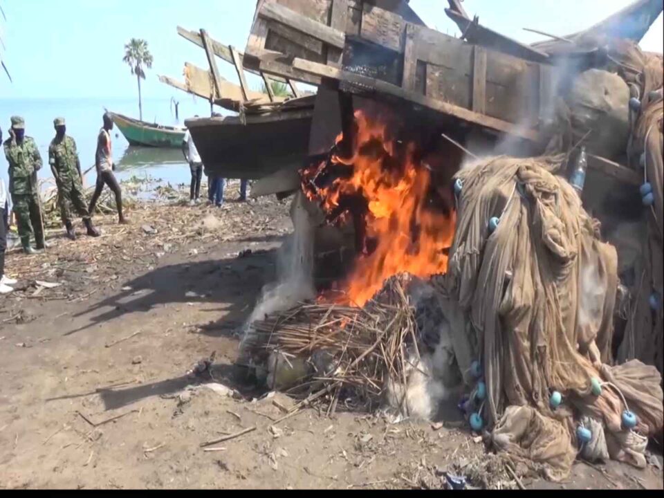 Burning of illegal fishing gear in Uganda 11zon