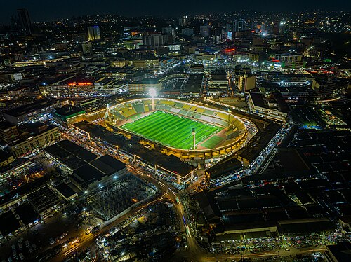 Night aerial view of Hamz Stadium in Nakivubo Kampala