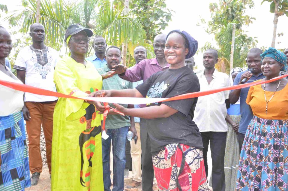 Caption Ms Alice Akello Commissioner in charge of RDCs Northern Region and Dewilo Fish farms CEO Ms Fiona Acayo breaking ground for the fish hatchery. 1