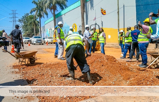 KCCA inspecting the Portbell road that had been in a terrible state on Feb 12 2023