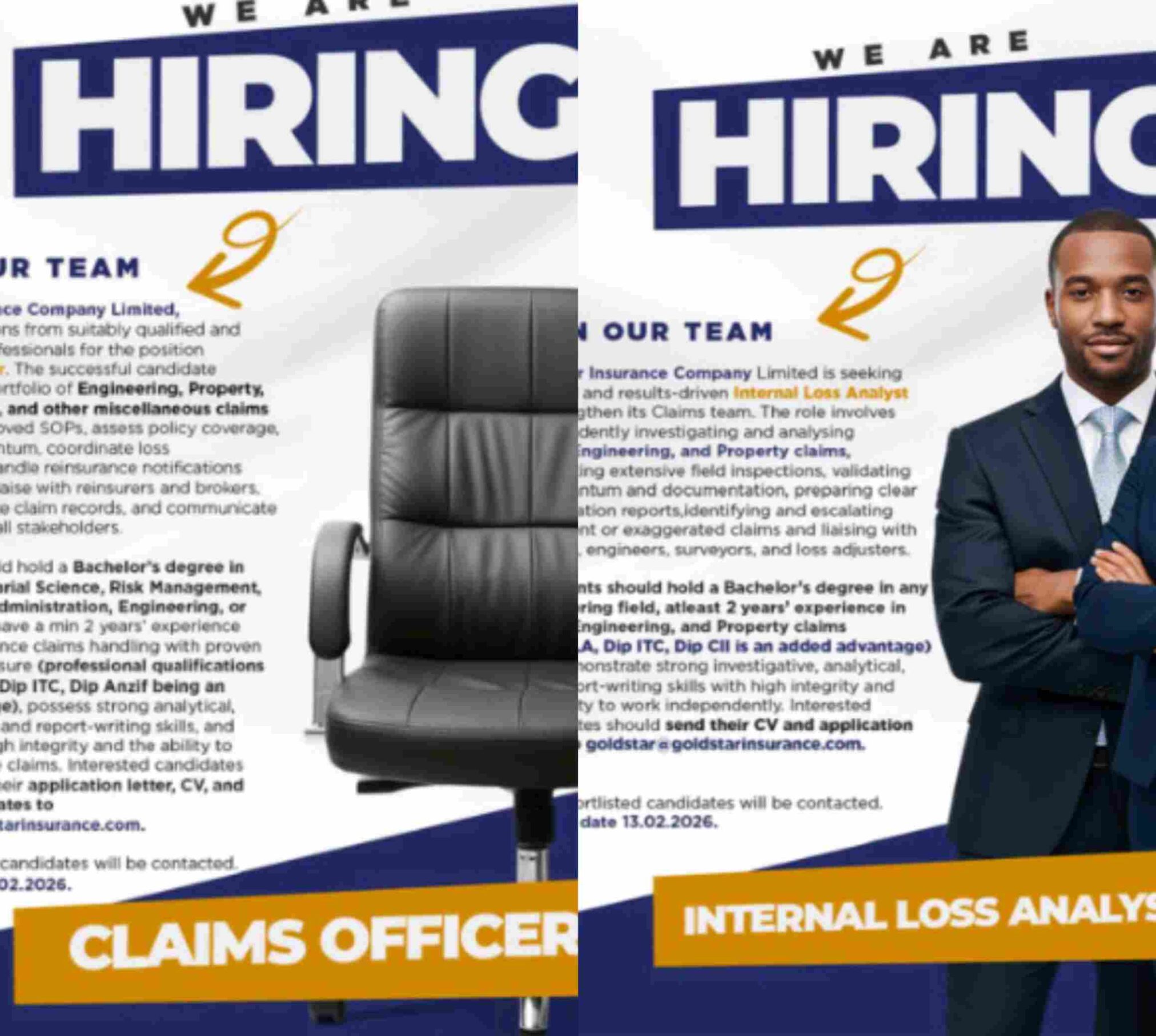 Swift Jobs: Goldstar Insurance Expands Workforce, Hiring Internal Loss Analysts & Claims Officers Swift Jobs: Goldstar Insurance Expands Workforce, Hiring Internal Loss Analysts & Claims Officers